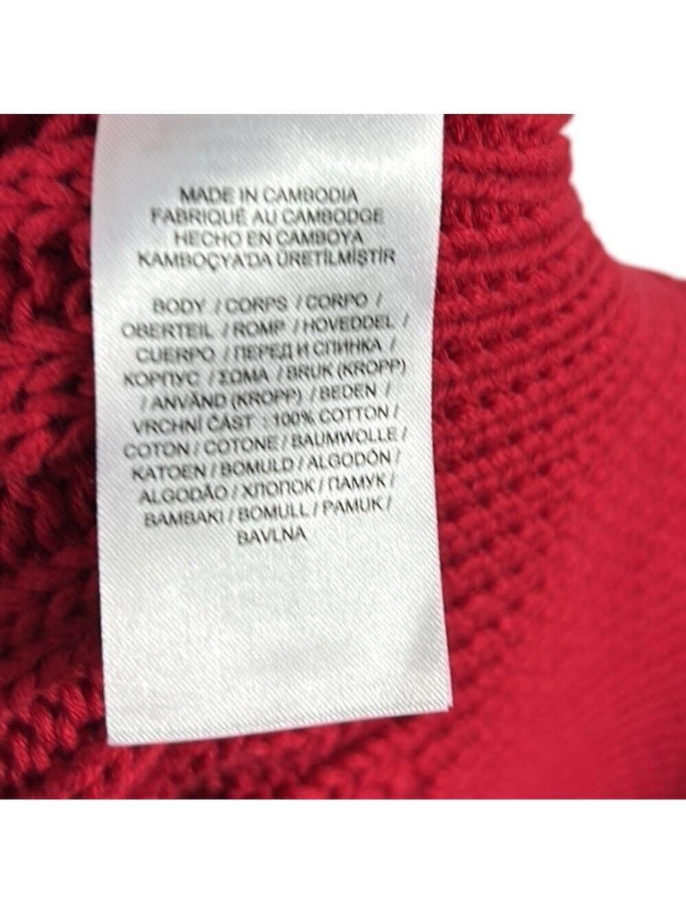 Lauren Ralph Lauren Black Label Red Cable Knit Dolman Sleeve Sweater Size L - Picture 5 of 8